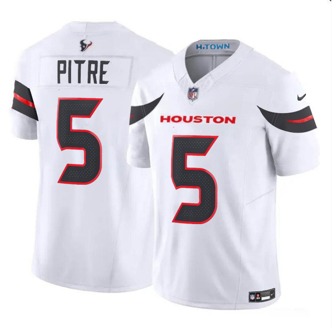 Men's Houston Texans #5 Jalen Pitre White 2024 Vapor F.U.S.E. Limited Football Stitched Jersey - Click Image to Close